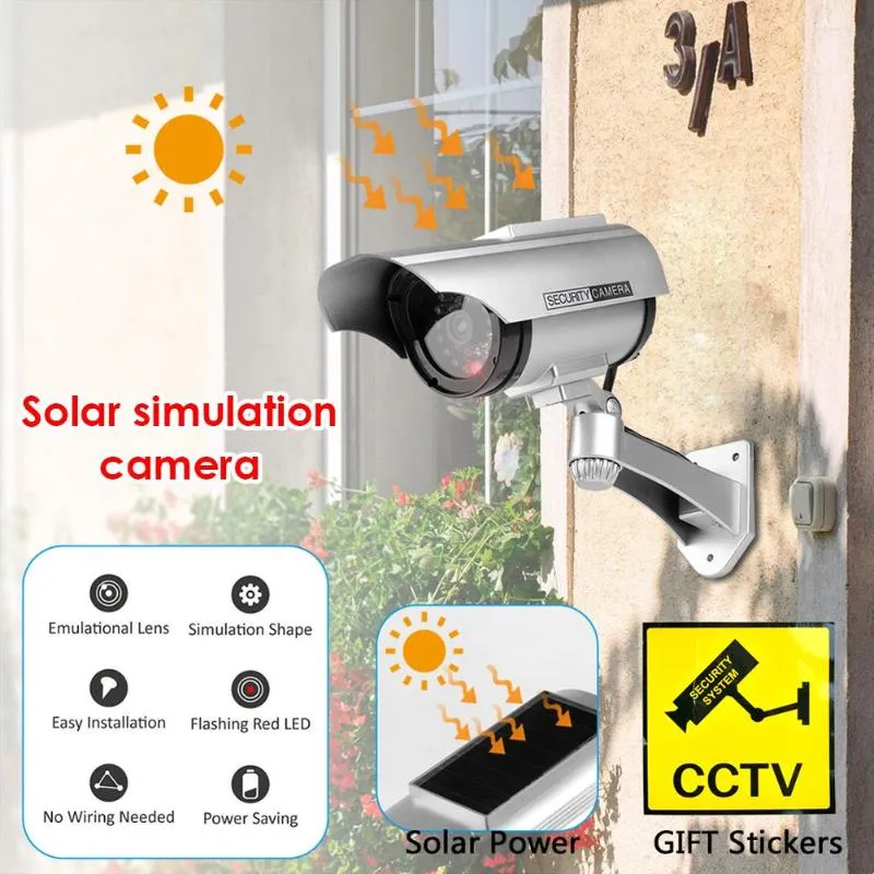 ソーラーパワーフェイクダミーカメラ防水屋内屋外シミュレーションCCTV LEDライトモニター監視セキュリティ
