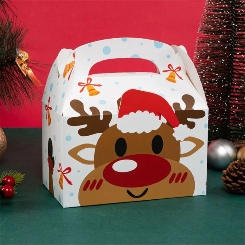 Christmas Cake Muffin Boxes Foldable Treat Paper Boxes Santa Claus Xmas New Year Gift Packaging Bag Party Favor Supplies MJ0830
