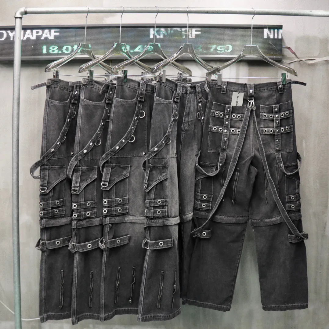 B PARIS 22SS Multi Belt Jeans With Oversized Pockets DENIM