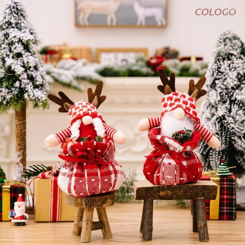Weihnachtsdekoration, Zwerge mit niedlichen Geweihen, Geschenktüten, handgefertigte Rentier-Tomte, schwedischer Plüsch-Elch, skandinavische Figur