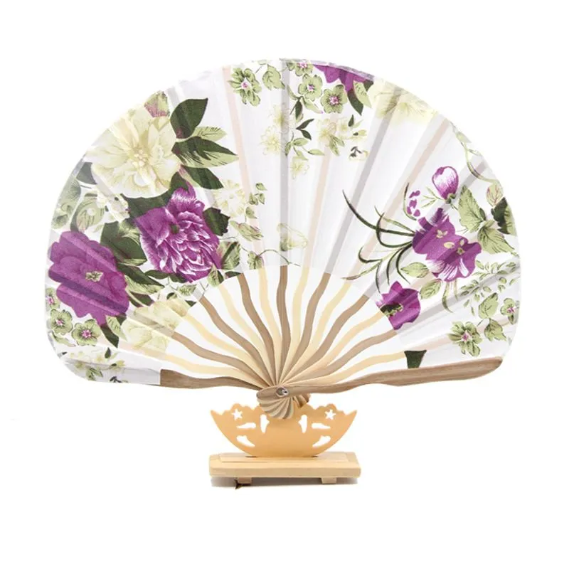 Chinese Classic Style Bamboo Folding Fan Summer Vintage Flower Fold Hand Held Fan Dance Perform Supplies MJ0858