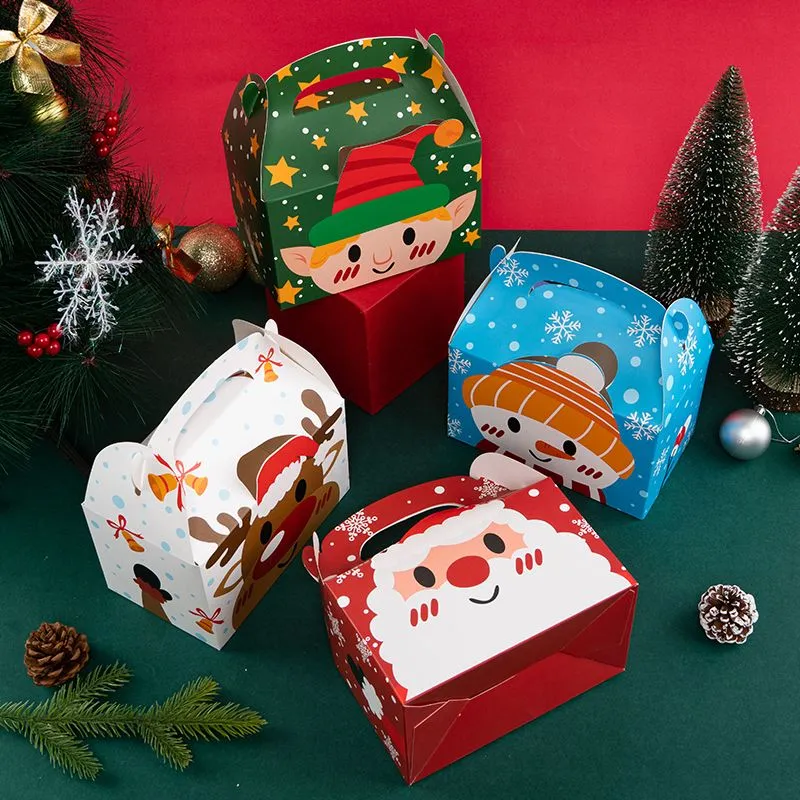 Christmas Cake Muffin Boxes Foldable Treat Paper Boxes Santa Claus Xmas New Year Gift Packaging Bag Party Favor Supplies MJ0830