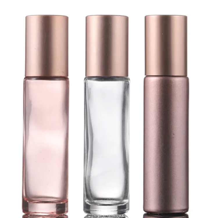 1/3oz 10 ml klare rosa D￼fte rollen auf Glasflasche ￤therisches ￖl mit Metallrollenkugel