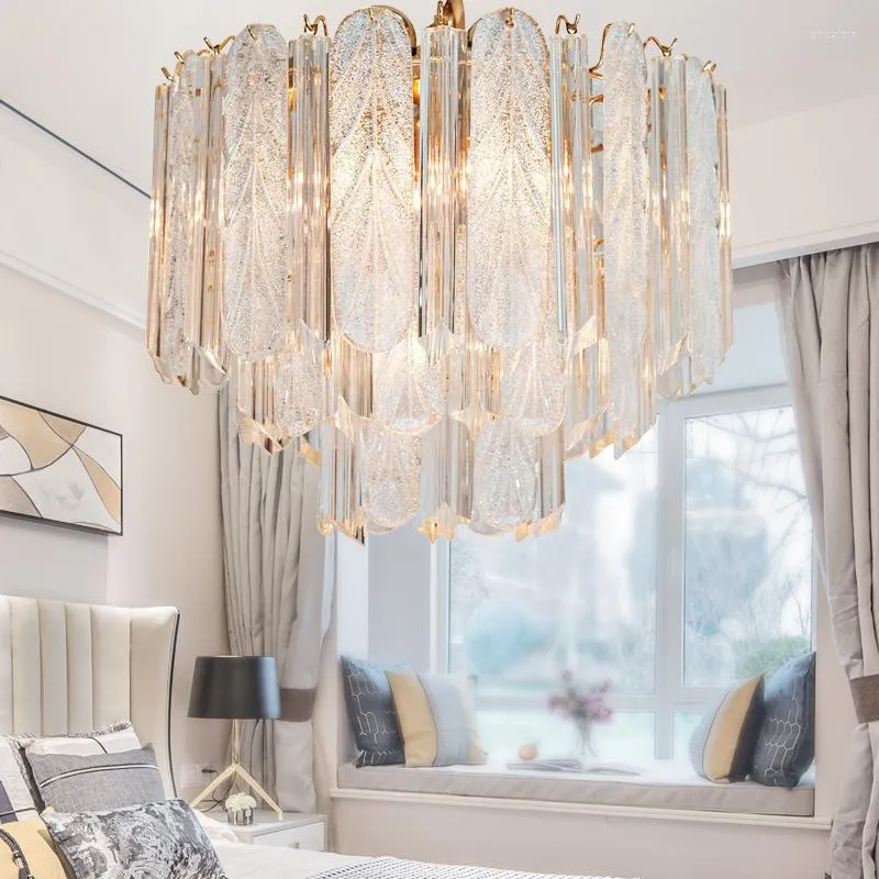 Pendant Lamps Warm Romantic Crystal Bedroom Chandelier Light Luxury Soft Post-modern Glass Room Lighting