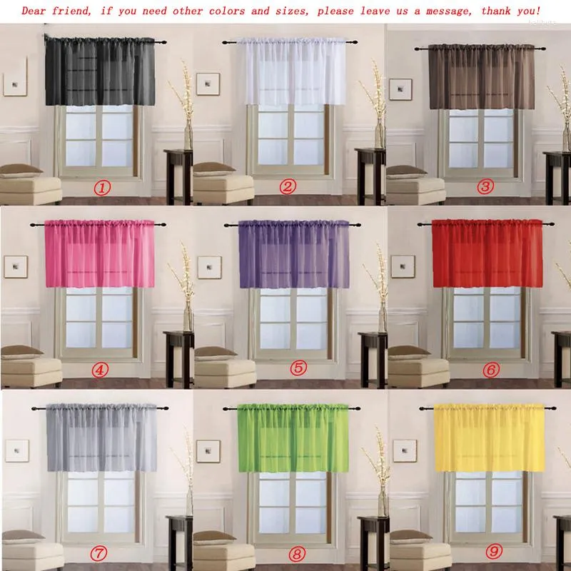 Rideau couleur unie pure court Tulle rideaux cantonnière pour chambre salon fenêtre cuisine café armoire rideaux