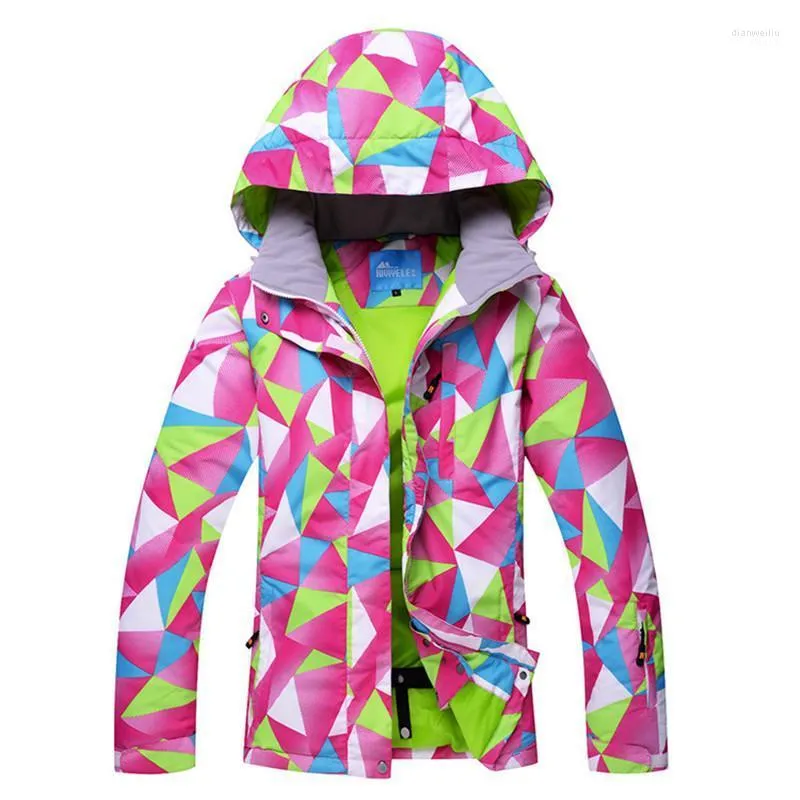 Chaquetas de esquí con estampado colorido para mujer, chaqueta de esquí para snowboard, cálida, impermeable, a prueba de viento, transpirable, ropa de Snowboard1