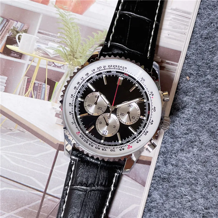 Fashion Brand Wrist Watches Men Male Casual Sport Style Luxury All Dials Working Leather Strap Quartz Clock B06
