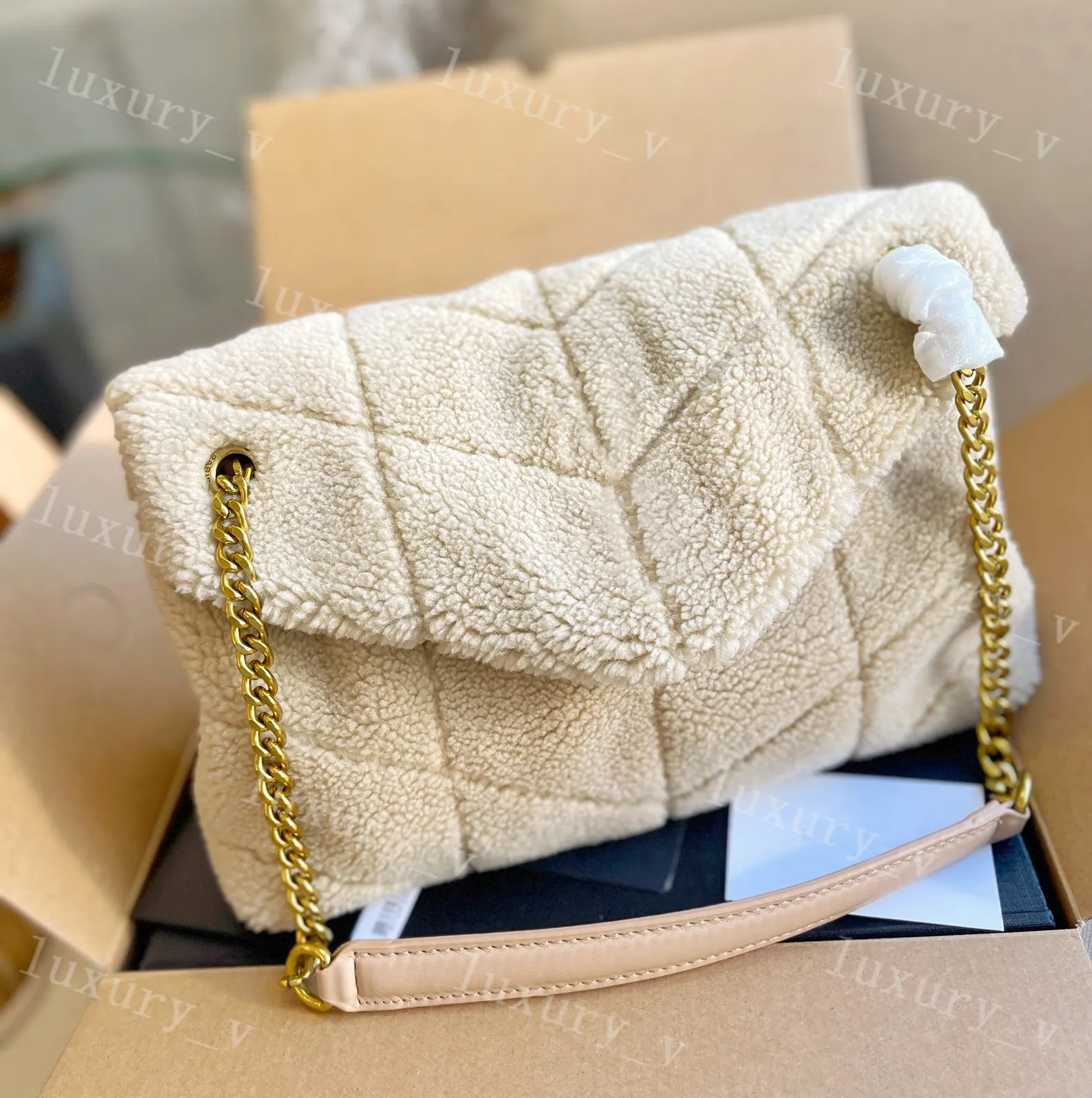 Designer LOULOU Borse Borsa in pelle PUFFER Borsa a tracolla a catena da donna Borsa a tracolla Matelasse Toy piccola media moda nera beige