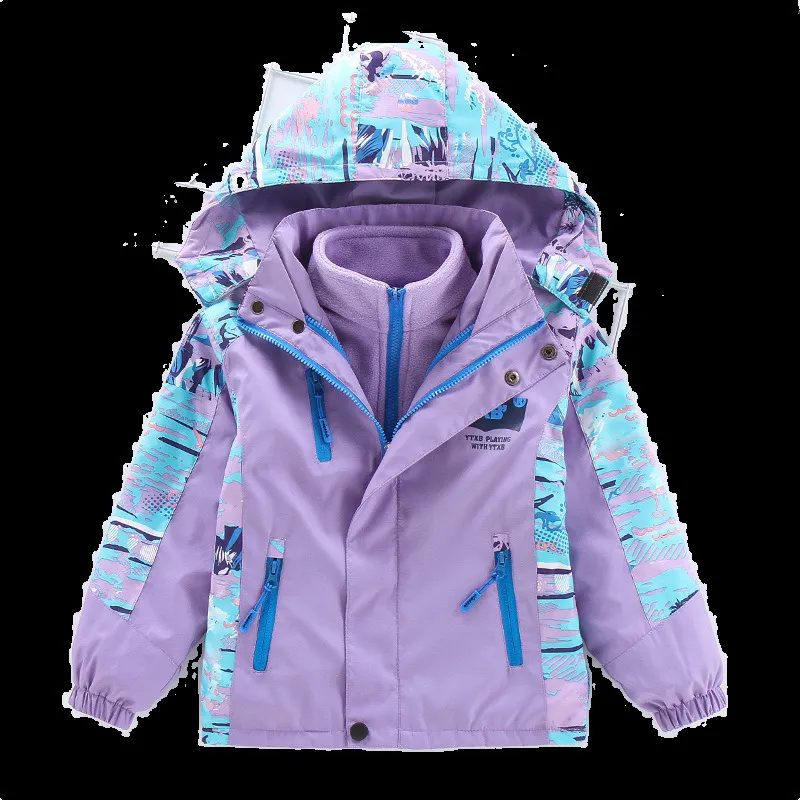 Vestes une casquette détachable filles trench-coat enlever les vêtements de ski vêtements de commerce extérieur veste pour enfants d âge moyen 6 12 ans 221010