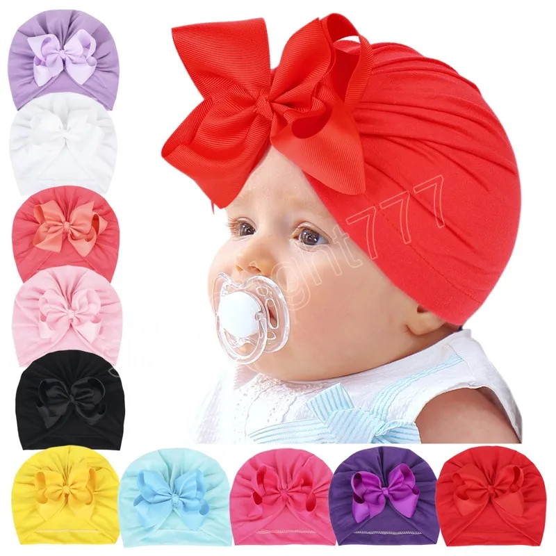 Cute Ribbon Bow Knot Cap Handmade Baby Girls Beanie Hats Caps Soft Newborn Infant Kids Hair Accessories Birthday Gifts