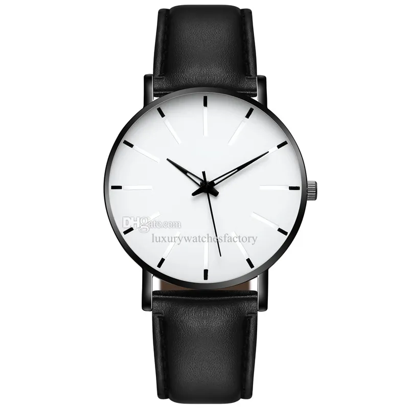 Fashion Minimalist Mens Fashion Ultra Thin Watches Simple Men Business Leather Belt Quartz Wristwatch