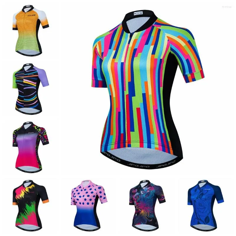 Racing Jackets 2022 Cycling Jersey Vrouwenfiets shirts korte mouw dame mtb top fiets kleding bergwegen uniform zomer kleurrijk