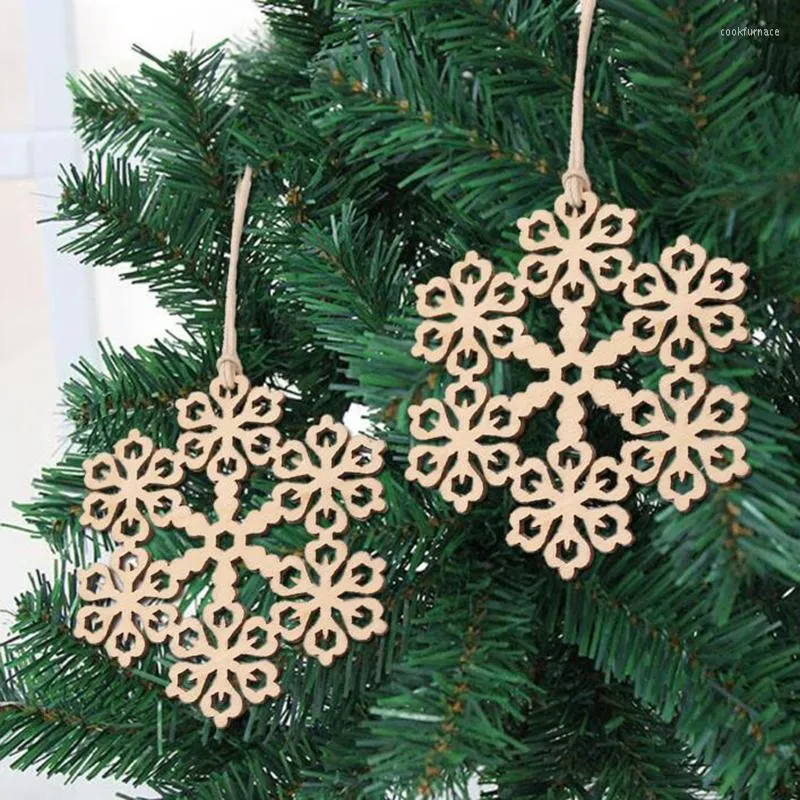 Рождественские украшения DIY Снежинка натуральные деревянные подвески Рождественские деревья висящие украшения деревянные ремесла для домашней вечеринки год