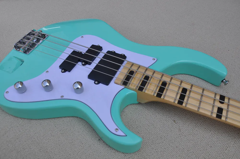 Light Green Electric Green Bass Guitar With Maple Fretboard And 21