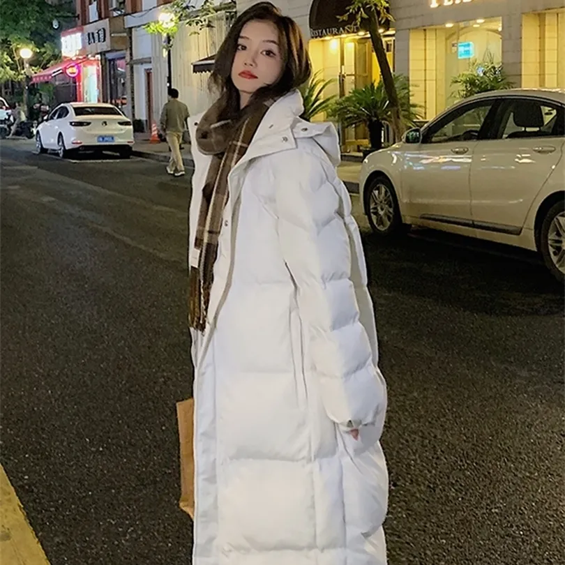 Womens Down Parkas Circyy Winter Jacket Kvinnor Xlong Coat Korean Style Black Outwears Casual Fashion Thermal Clothing Kvinnor Enkel varm 221010