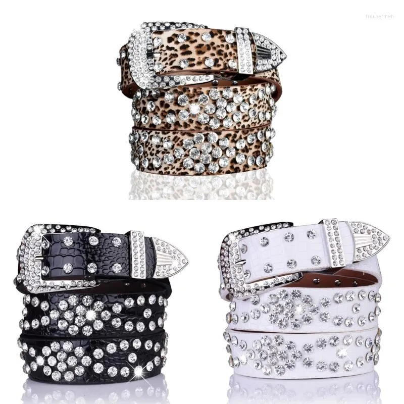 Kemerler Shinning Bel Kemeri Rhinestone Kadınlar İçin Lüks Kristal Çivili Strap Kot resmi elbise