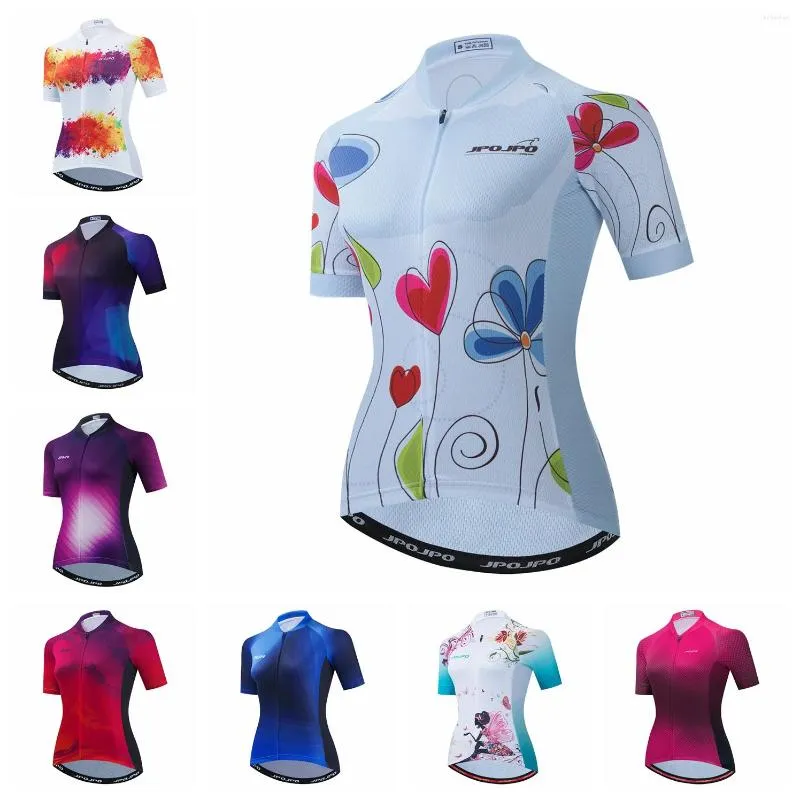 Racing Vestes 2022 Maillot De Cyclisme Femmes Vélo De Montagne Route VTT Haut Maillot Vélo Chemise Court Femme Équitation Vêtements D'été Blanc Rouge