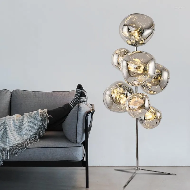 Modern Smokey Grey Dimble LED Golv Lamp - Konstnärlig nattljus för sovrum, elegant heminredning, justerbar belysningsljus