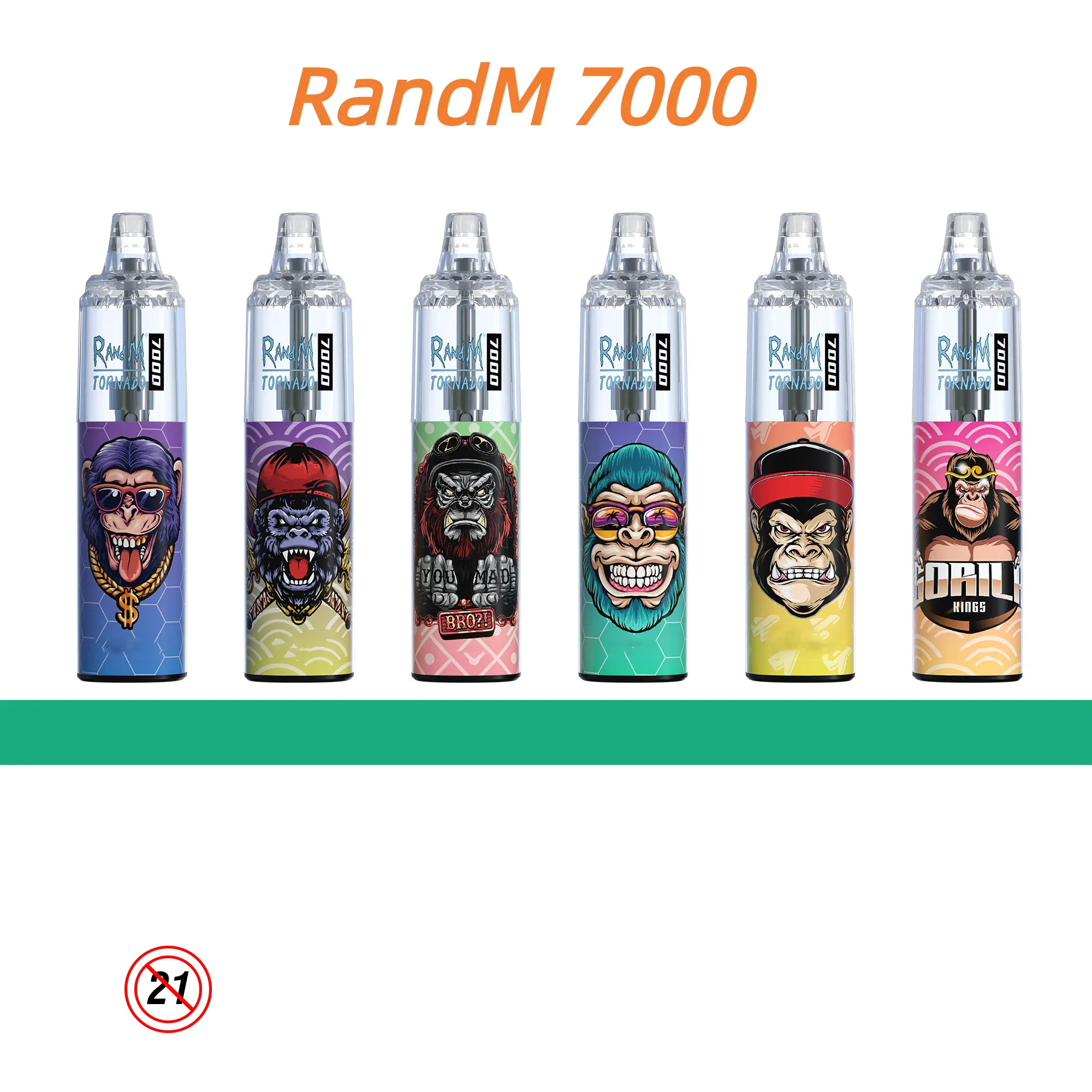 Original Randm Tornado 7000 puffs engångs-cigarett typ-c laddningsbar mesh spole vape