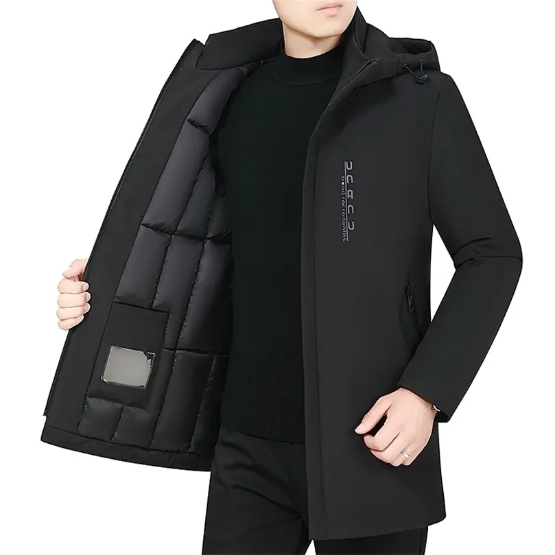 Mens Down Parkas Winter Midlength Cotton Coat Djockated Plus Size Dad Hooded Mens 221010