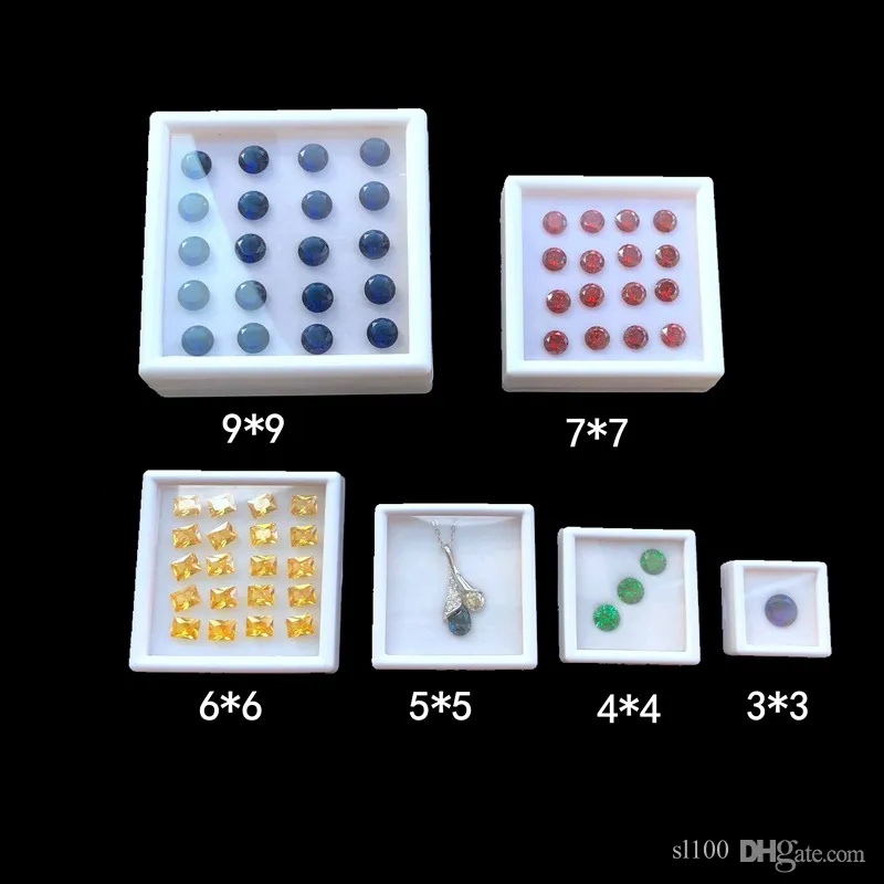 White Black Square Gemstone Display Box Soft Sponge Cushion Gift Box Loose Diamond Jewelry Box Plastic Storage