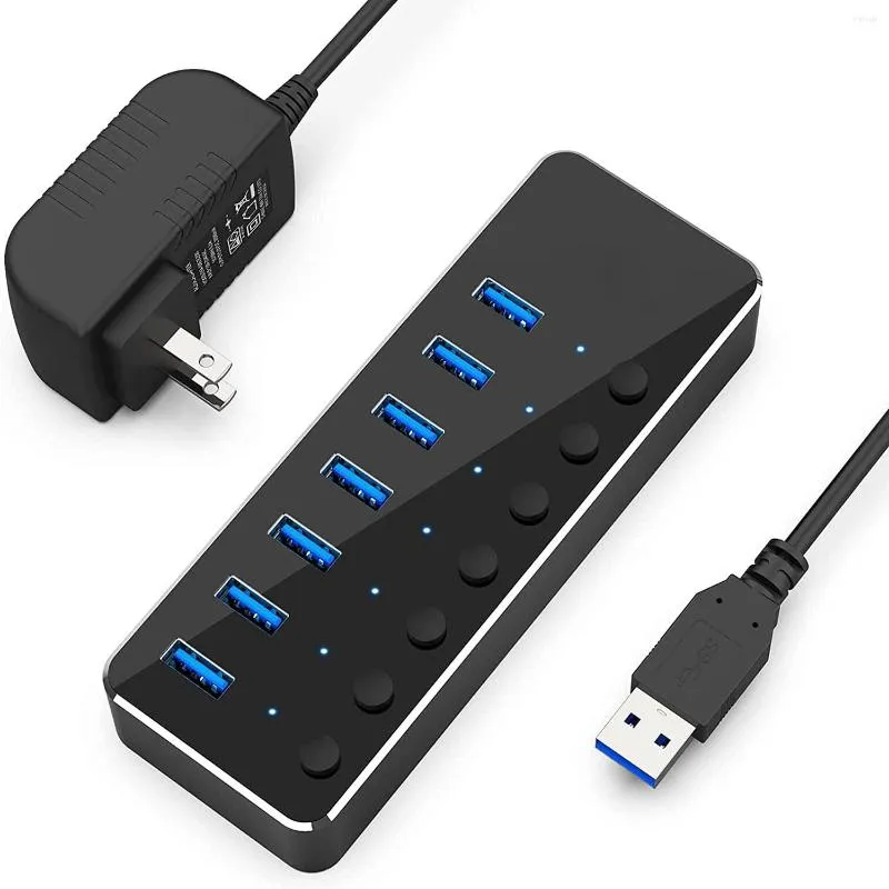 3.0 허브 USB 멀티 스플리터 3 HAB 사용 전력 어댑터 7 포트 다중 확장기 2.0 USB3 PC 용 스위치