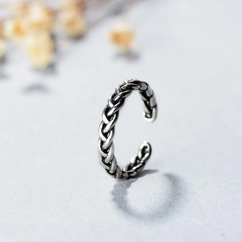 Bröllopsringar Original Design Bohemian Retro Antik Silver Color Twist Chains Ring för kvinnor Fashion Open Finger Female Boho Jewelry