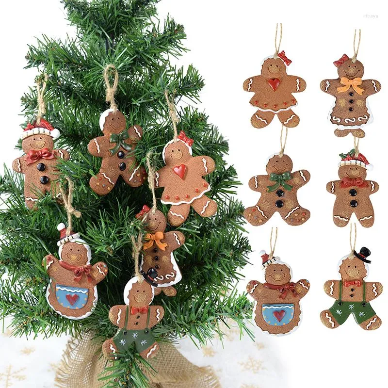 Décorations de noël pain d'épice homme pendentifs arbre ornements doux résine biscuit pour la maison noël année fête suspendus décor