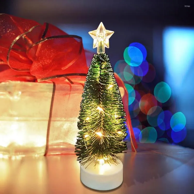 زينة عيد الميلاد 3pcs LED Mini Tree 16 19.5 21 سم مصابيح فاتحة دافئة صغيرة للمنزل