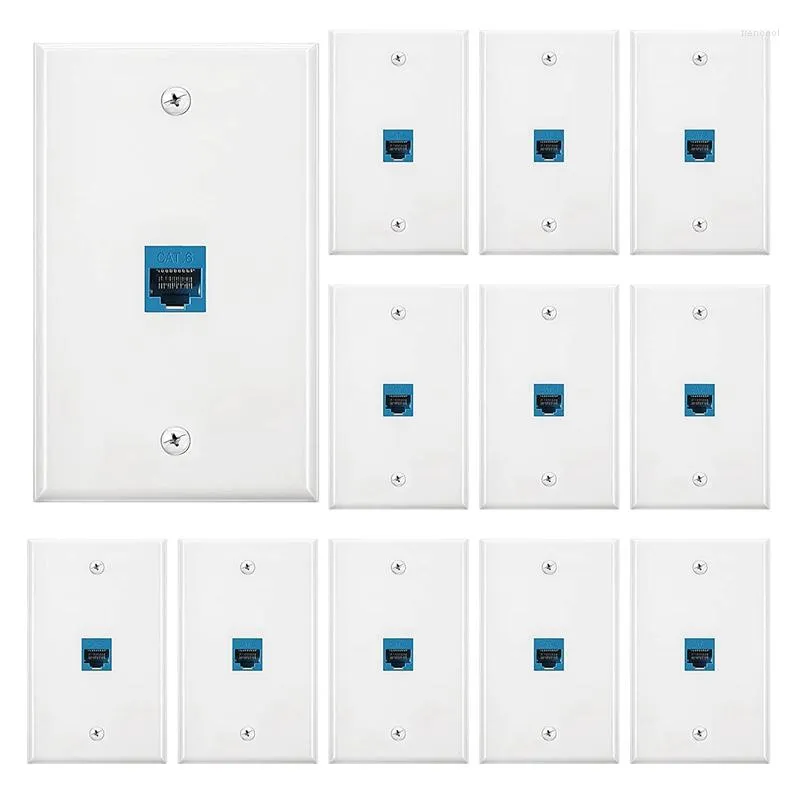 Computer Cables 10 Pieces Ethernet Wall Outlet Plate Cat6 RJ45 Jack Female To Inline Coupler Plates