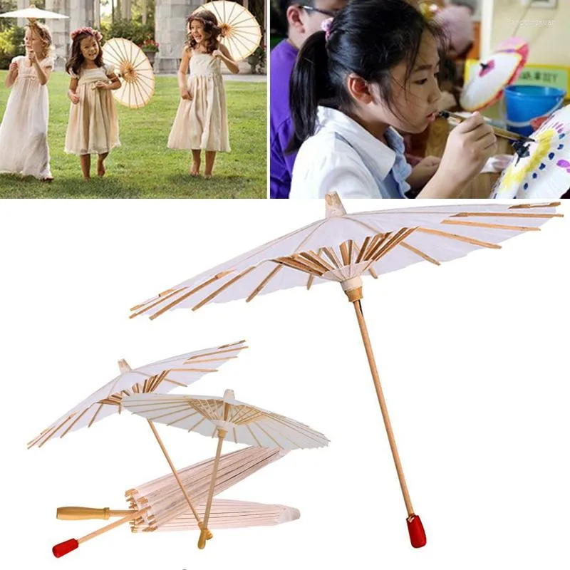 Acessórios para casamento White Paper Parasol Party Pogray Prop Umbrella Decorations Kids Diy Painting Supplies