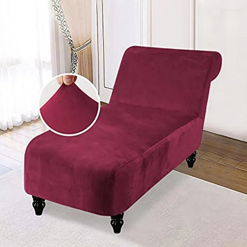 Chair Covers Velvet Armless Chaise Slipcover Stretch Lounge Cover Furniture Protector Sofa For Home