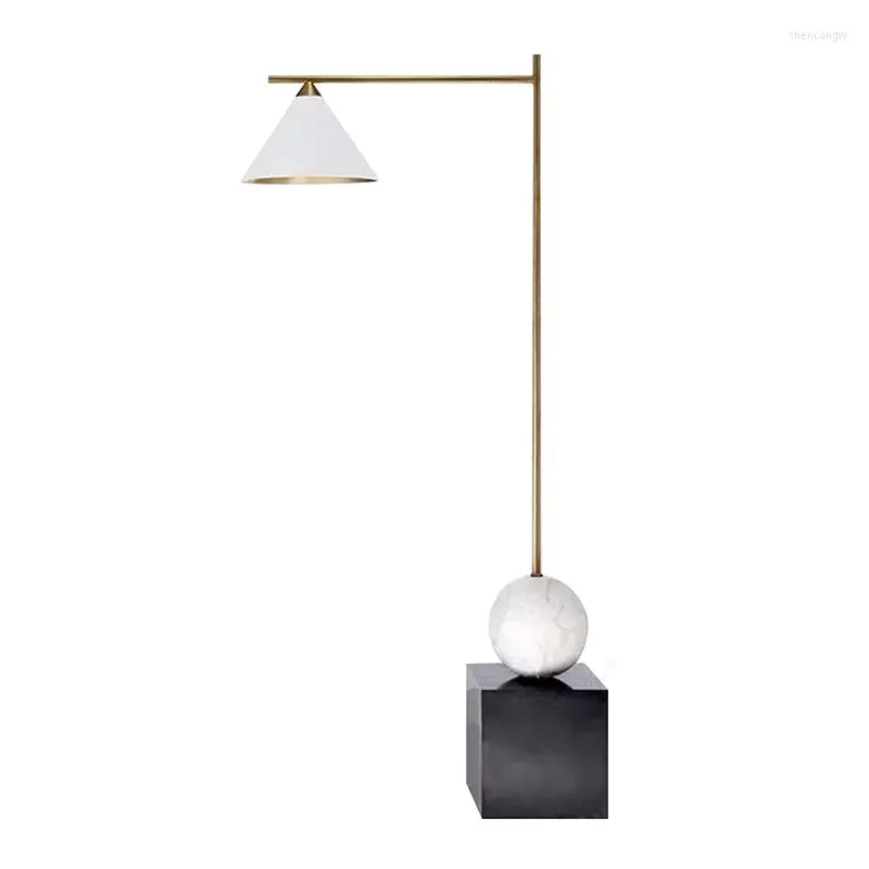 Golvlampor Lyxig marmorljus rund lampa E27 Metal Shade Designer Style Lighting House