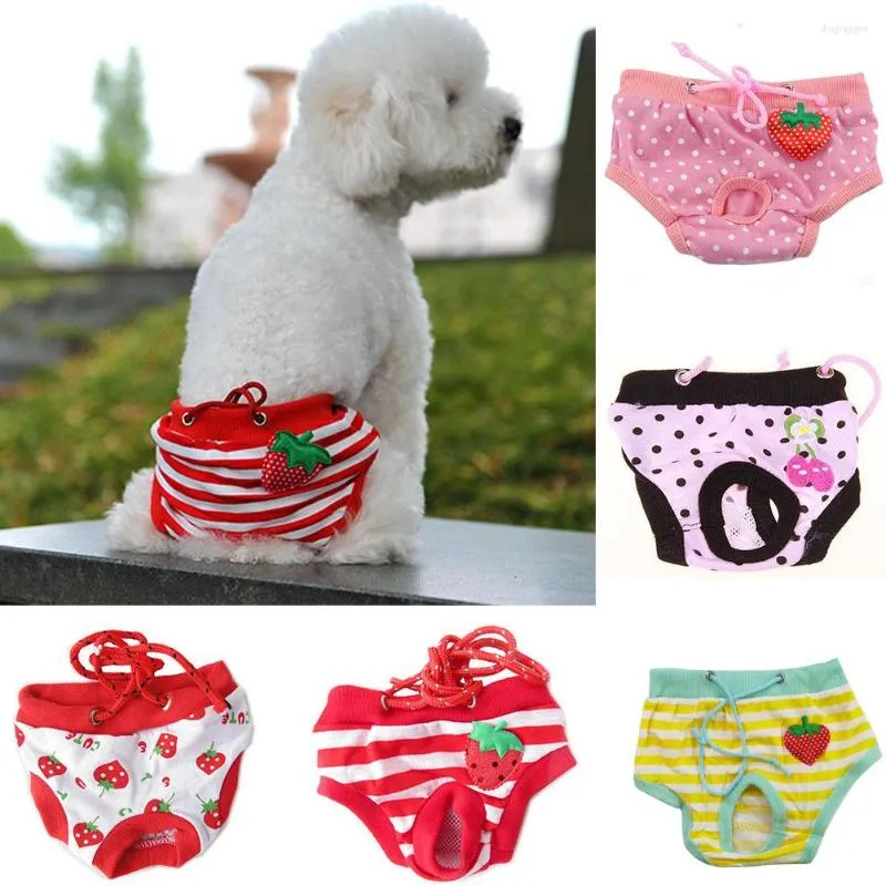 Hondenkleding huisdier fysiologische broek aardbei print katoenen slipjes riem sanitair ondergoed luiers puppy shorts