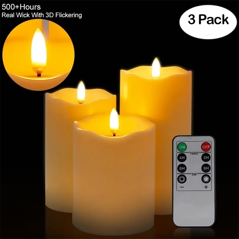 Cougies 3pcSset télécommande LED LED sans flammes Couchettes de bougies Bougies Batterie à thé à thé à LED à LED Pâques Pâques avec emballage 221010