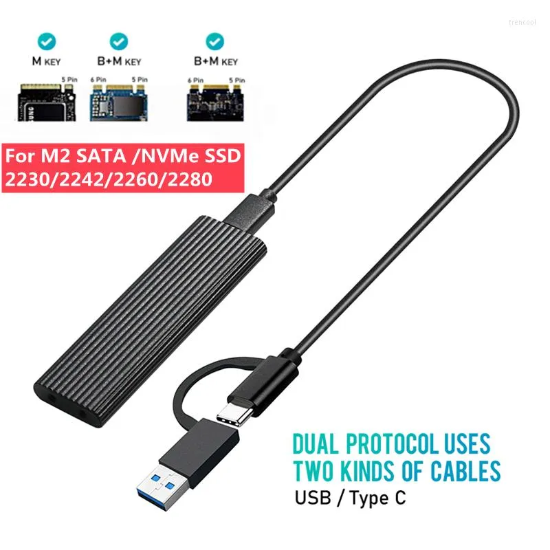 Kable komputerowe M2 NVME NGFF SATA SSD Case Dual Protocol 10 Gbps HDD Box M.2 do USB 3.1 Obudowa typu-A type-C Kabel dla