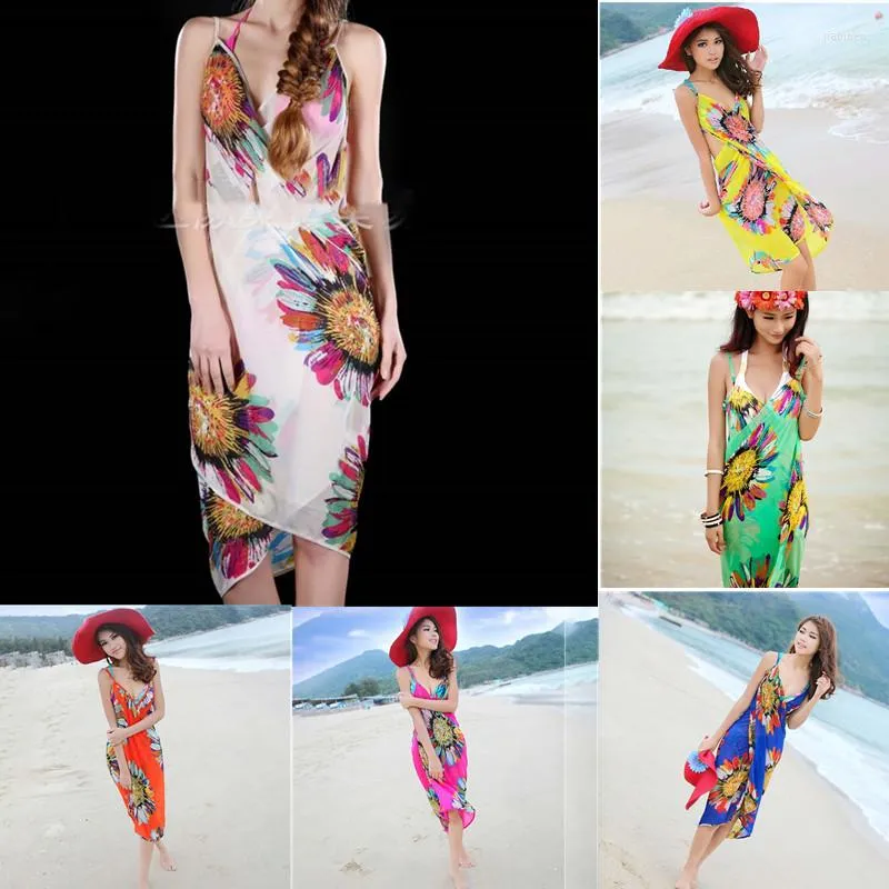 Dames badkleding grote verkoop bohemian vrouwen zomer strandjurk bikini cover-ups zwemkleding cover up sexy diep v-neck gewaad