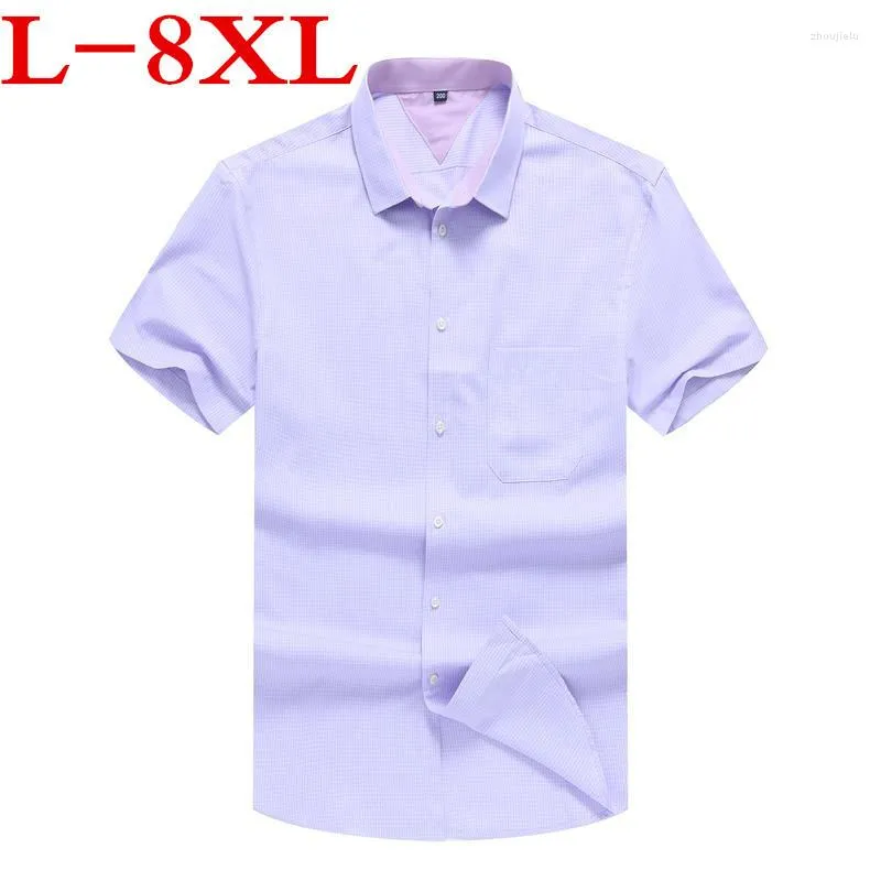 M￤ns avslappnade skjortor stor storlek 8xl9xl rutig sommar mode kemise homme mens rutiga kort ￤rmskjorta m￤n blus