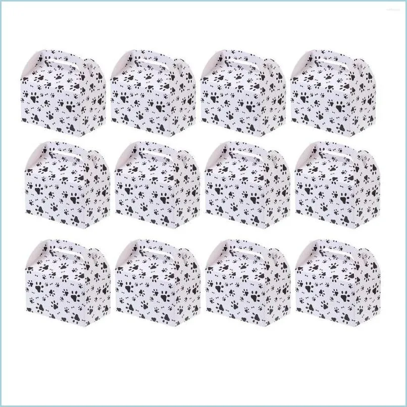 Emballage Cadeau Emballage Cadeau 12 Pcs Creative Chien Empreinte Bonbons Boîtes Emballage Traiter Articles De Fête Sac D'anniversaire Portable Boîte Drop Delivery Dh4Wr