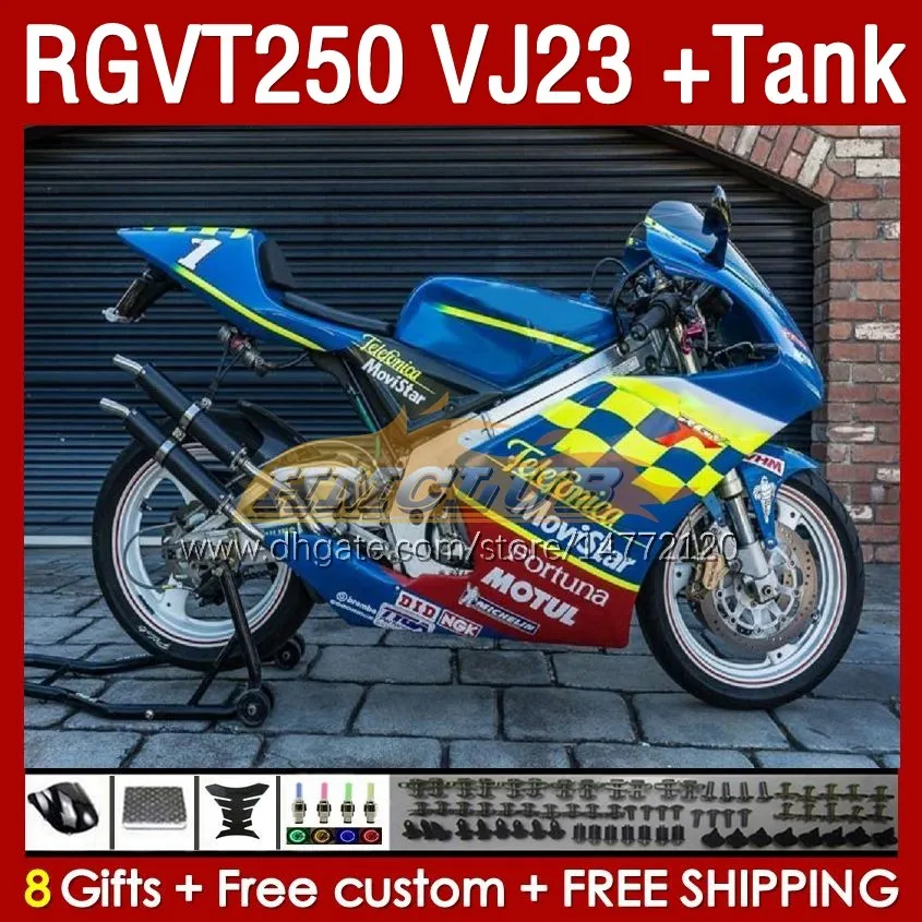 Movistar Blue Fairings Kit & Tank For SUZUKI SAPC VJ23 RGVT250 RGV-250CC 97-98 Bodyworks 161No.77 RGVT-250 RGV-250 RGV250 97 98 RGVT RGV 250 CC 250CC 1997 1998 Full Fairing