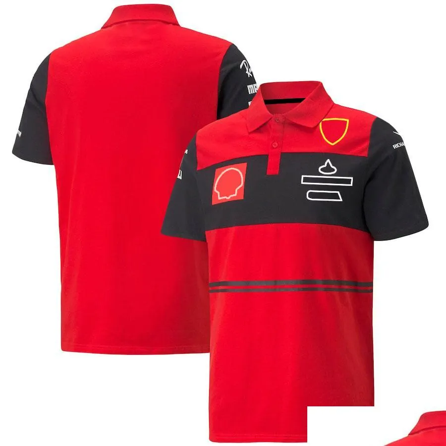 قميص سباق الدراجات النارية F1 T-Shirt قميص 2022 Forma One Team Modes Elass Lapel Summer Motorsport Red Short Sleeve Dhsya D Dhsya