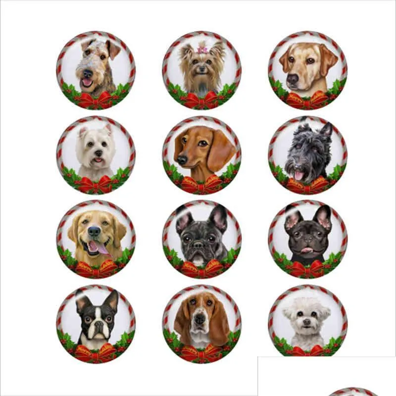 Charms blandat glas semester julhund för diy 18mm knapp snap armband halsband smycken droppleverans 2022 fynd komponenter ot8hb