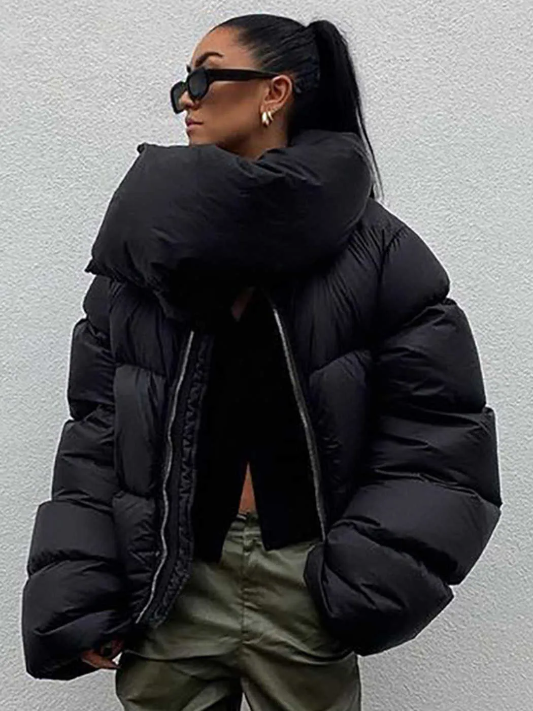 Women's Down Parkas Warm Padded Jacket Women Winter 2022 New Zipper Thick Turtleneck Solid Color Coat Fashion Street Style Outerwear Female Quanlity T221011