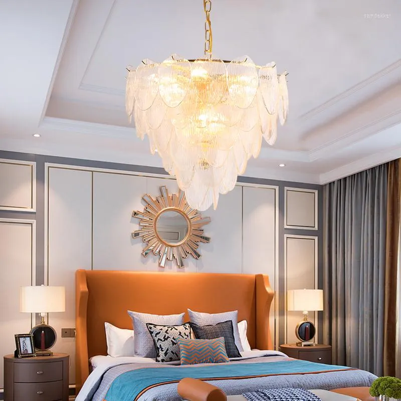 Hängslampor ljus lyx postmodern sovrum matsal ljuskrona glass minimalist designer el toaroom levande fjäder