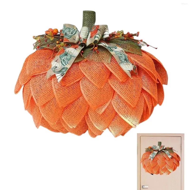 Decorative Flowers Fall Wreath Artificial Door Hanger With Berries Pumpkins For Front Indoor Wall Wedding Home Decoration