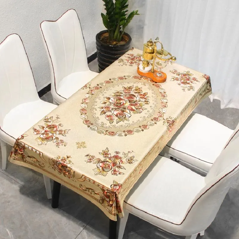 Table Cloth Waterproof Tablecloth For Oilcloth Pvc Gold Rose Round Rectangular Anti-Stain Film Decoration Dining Pad Kitchen Supplies