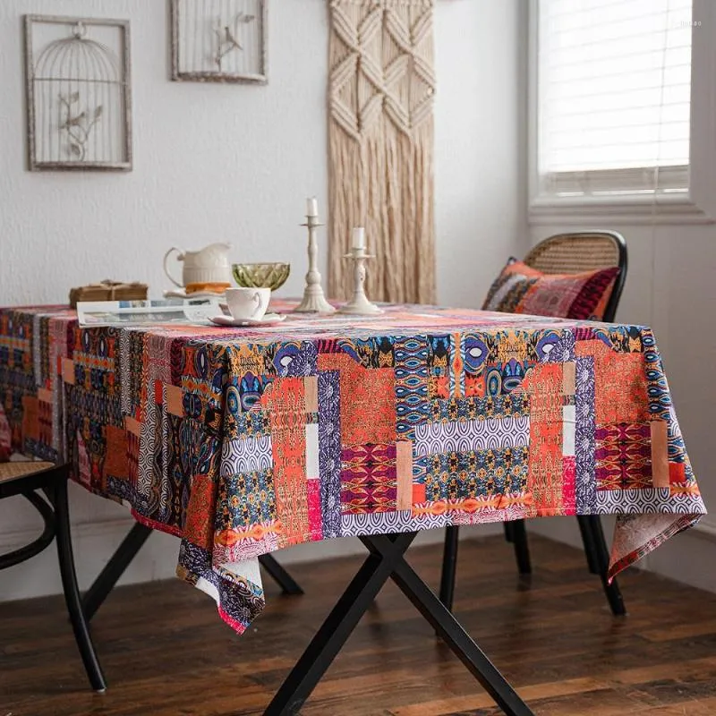 Toalha de mesa toalhas de mesa redondos retangulares linho de algodão étnico conjunto boêmio