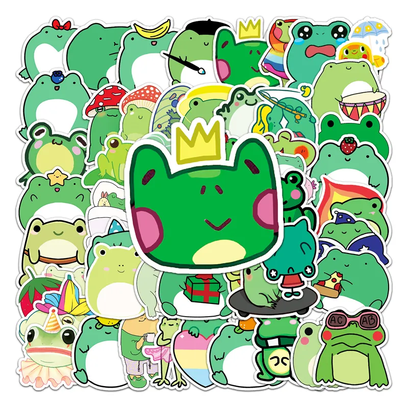 50 stks kikkerstickers cartoon voor tiener kinderen waterfles koel waterdichte sticker voor meisje laptop fiets skateboard