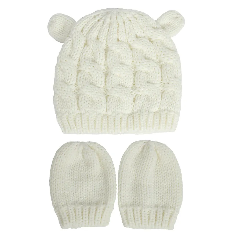 Baby Kids Girls Boys Winter Warm Knit Hat Cute Glove Lovely Beanie Cap Set 0-18 Month WLL1719