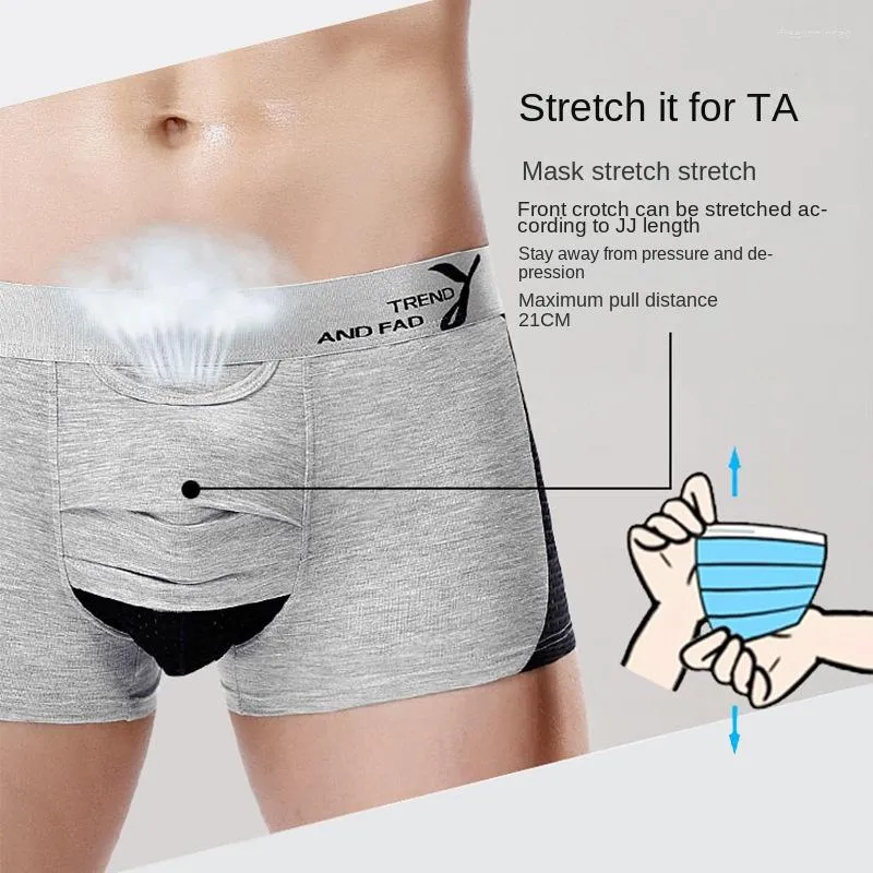 Modal Mens Underwear Boxers With Front Crotch And Separation Tool